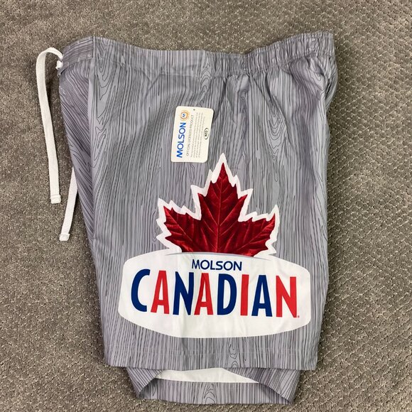 NWT Vintage Molson Canadian Beer Board Shorts Men's XL Gray Swim Trunks Lined - Picture 5 of 13